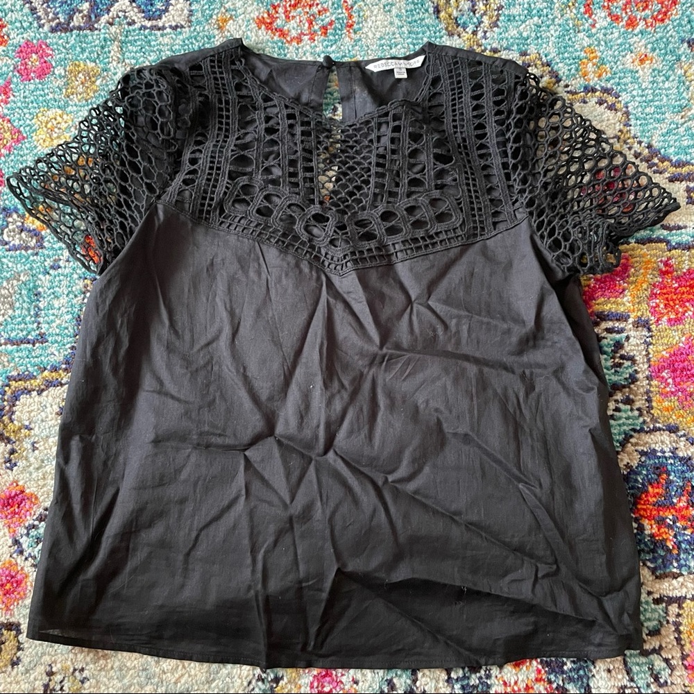 [rebecca minkoff] Crochet Detail Black Top